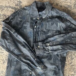 Chaps Blue Floral Button-Up Shirt